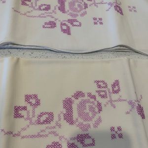 Vintage hand embroidered standards pillow sham.